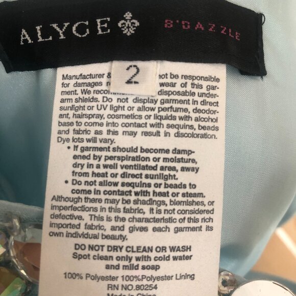 Baby blue formal long dress with gem neckline - Picture 4 of 4